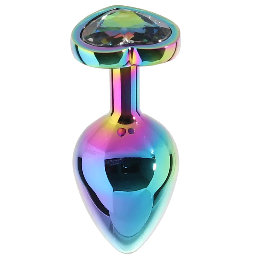 Rear Assets Heart Gem Metal Plug Kit in Rainbow - SexToysVancouver.Delivery