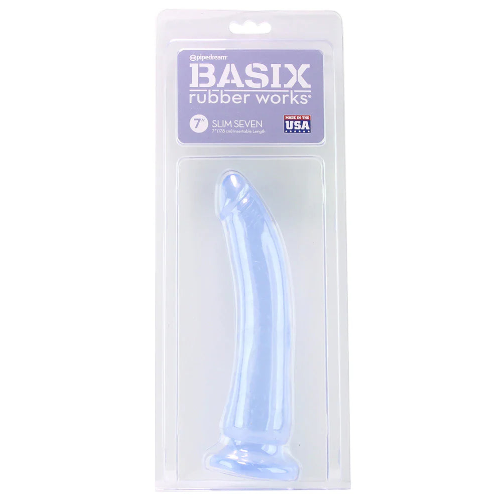 Basix Slim 7 Inch Dildo in Clear - SexToysVancouver.Delivery