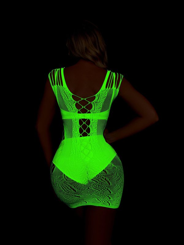 RHT Glow In The Dark Fishnet Bodystocking Dress - Image 3