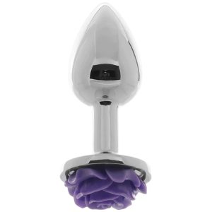 Rear Assets Small Rose Aluminum Plug in Silver/Purple - SexToysSurrey.Delivery