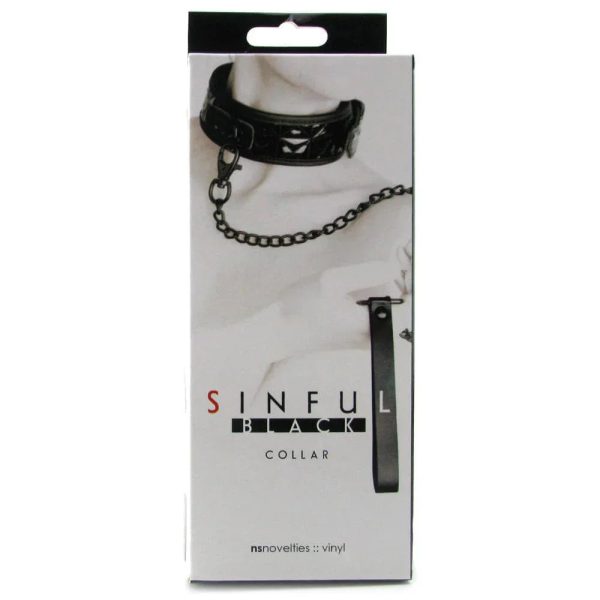 Sinful Collar with Leash in Black - SexToysSurrey.Delivery