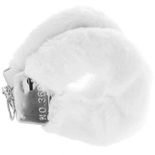 White Playful Furry Cuffs with Keys - SexToysSurrey.Delivery