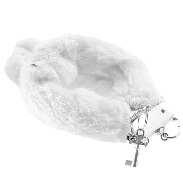 White Playful Furry Cuffs with Keys - SexToysSurrey.Delivery