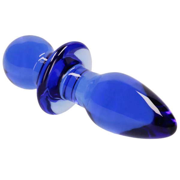 Chrystalino Rocker Glass Butt Plug in Blue - SexToysSurrey.Delivery