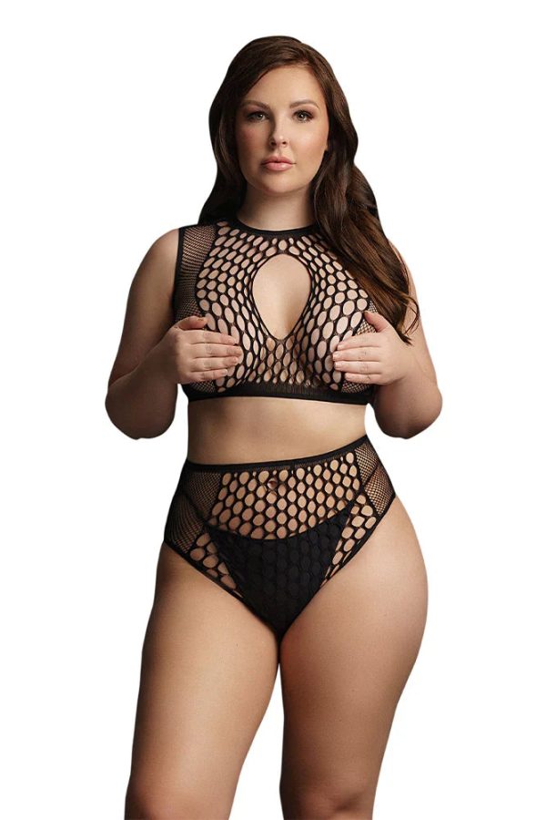 Le Désir Black Duo Net Key-Hole Bra Set - Image 3