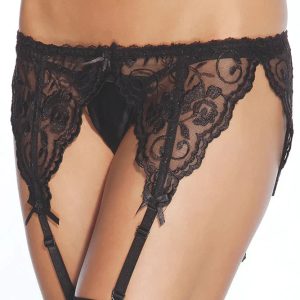 Black French Lace Garter Belt