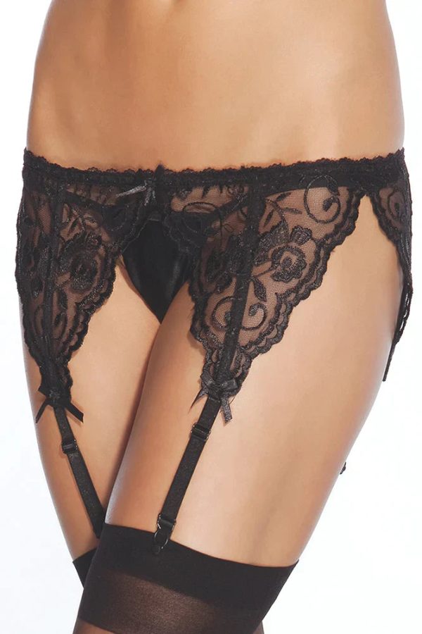 Black French Lace Garter Belt