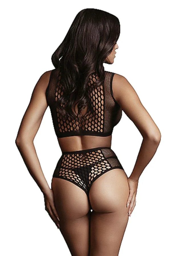 Le Désir Black Duo Net Key-Hole Bra Set - Image 2
